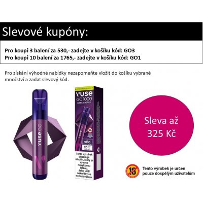 Vuse GO 1000 Pen Dark Cherry 18 mg 1000 potáhnutí – Zboží Dáma