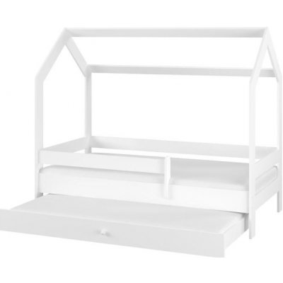 Dětská domečková postel s přistýlkou LITTLE HOUSE - bílá - 160x80 cm