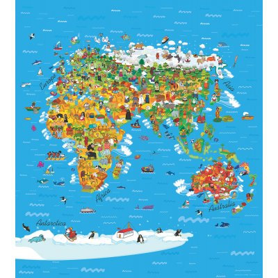 AG Design FTNXL-2540 Dětská vliesová fototapeta Mapa Světa rozměry 180 x 202 cm – Zboží Mobilmania