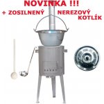 Kessel kotlík na guláš nerez 40 l INOX 0,8 mm s nýty kotlina nerez vysoká LUXUS průměr 45 cm poklice nerez 48 cm INOX naběračka 350 ml a vařečka 50 cm LUXUS PARTY – Zboží Dáma