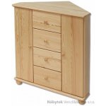 Drewmax Dřevěná komoda rohová prádelník z masivního dřeva borovice KD134 Pacyg – Zboží Dáma