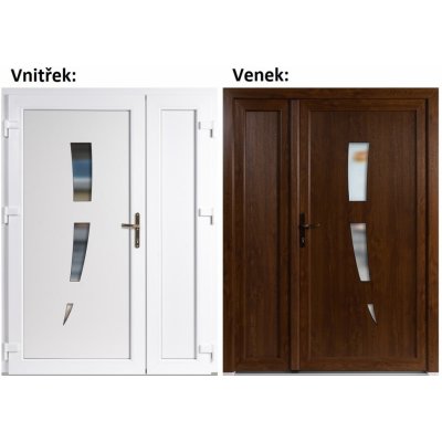 Soft Dvoukřídlé vchodové plastové 123+Panel Plný Zlatý dub/bílá levé 150 x 200 cm – Hledejceny.cz