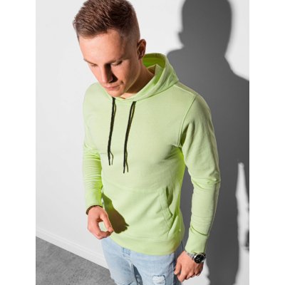 Ombre Clothing mikina s kapucí Kristian limetkově zelená B1154