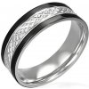 Prsteny Šperky eshop ocelový prsten s černými pásy po okrajích D11.11