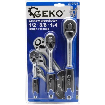 GEKO G10136 Ráčna 1/2", 3/8", 1/4", sada 3ks GEKO – Sleviste.cz