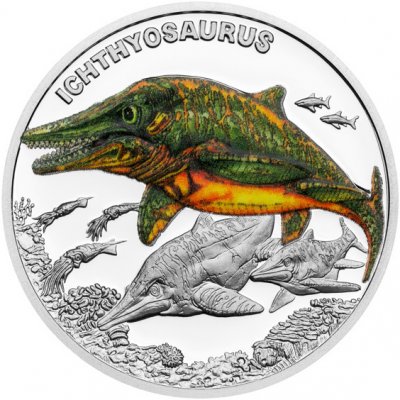 Česká mincovna Stříbrná mince Pravěký svět - Ichthyosaurus proof 31,1 g – Zboží Mobilmania