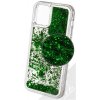 Pouzdro a kryt na mobilní telefon Apple Pouzdro 1Mcz Liquid Hexagon Sparkle ochranný s přesýpacím efektem třpytek Apple iPhone 12, iPhone 12 Pro zelené