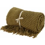 H&L Pletený pléd/přehoz s třásněmi, 130x170cm, khaki – Sleviste.cz