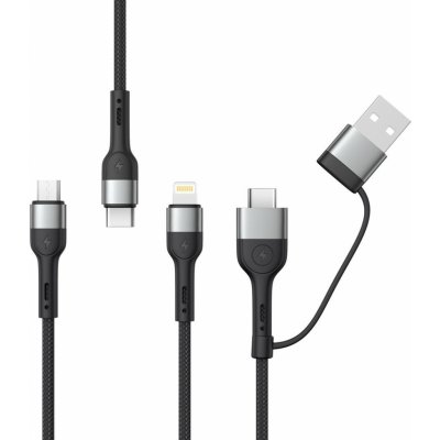 XO NB254 6v1 USB - USB-C + USB-C + microUSB + Lightning, 1,2m, černý – Zboží Živě