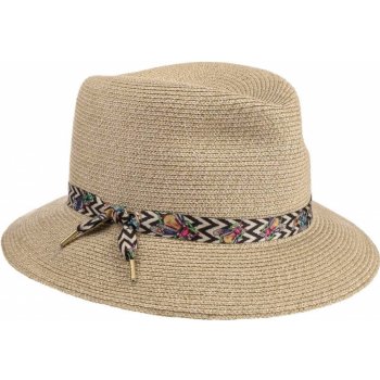 Mayser Nane luxusní dámský nemačkavý klobouk Fedora ručně šitý UV faktor 80 béžový