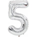 Nafukovací foliový balonek stříbrný Číslice 40cm - 1ks Číslo 5
