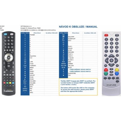 Dálkový ovladač General KöNIG FTA16, SCART10, SCART11 – Zboží Mobilmania