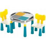 Lebula Multifunkční stůl 2v1 blokový stohovací stůl pro děti kulatý + 2 židle – Zboží Dáma
