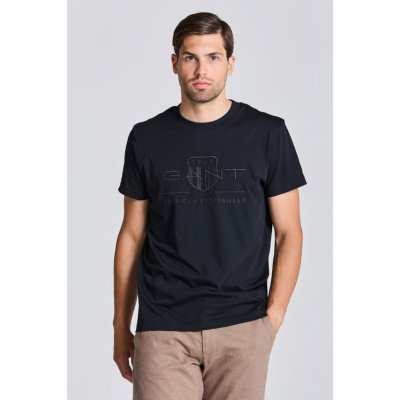 Gant tričko REG TONAL SHIELD SS T-SHIRT černá – Zboží Mobilmania
