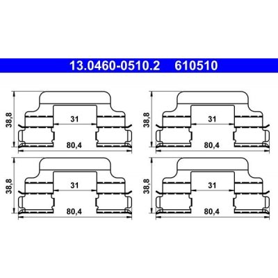 Sada příslušenství, obložení kotoučové brzdy ATE 13.0460-0510.2 – Zboží Mobilmania
