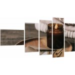 Obraz - Hořící svíčka, pětidílný 110x60 cm – Hledejceny.cz