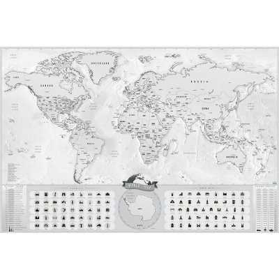 Stírací mapa světa DELUXE XL Coffee - Mapa v dárkovém tubusu
