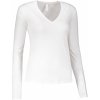 Dámská Trička Triko s dlouhým rukávem KARIBAN V-NECK white