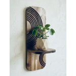WoodenBotanery Nástěnná polička na květináč Luna akácie – Sleviste.cz