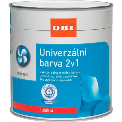 OBI 2v1 Univerzální barva 0,5 l lesklá čistě bílá – Sleviste.cz