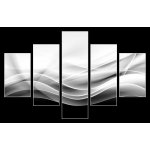 Obraz 5D pětidílný - 150 x 100 cm - creative abstraction black and white wave background kreativní abstrakce černé a bílé vlny pozadí – Zbozi.Blesk.cz