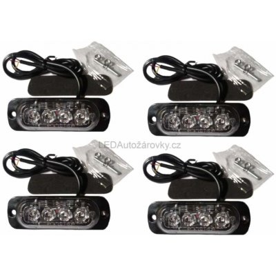 LED stroboskop maják 4 ks - 4 LED 12V 24V 2W oranžový (1 sada = 4 ks) – Hledejceny.cz