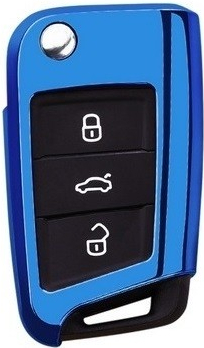 COVERKEYS Obal na klíč, kryt klíče Škoda Octavia III (2012 - 2020) metalický, modrý