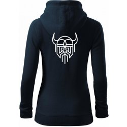 Viking logo dámská mikina trendy zipper s kapucí Námořní modrá velmi tmavá téměř černá