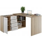Nejlevnější nábytek Rohový psací stůl NEJBY GIANNI, levý, dub sonoma/bílý – Zboží Dáma