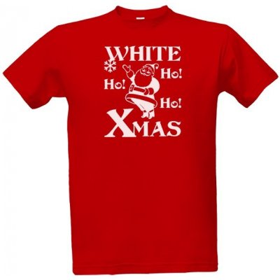 Tričko s potiskem Bílé Vánoce-White Christmas Ho Ho Ho pánské červená