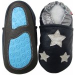Carozoo Kožené capáčky s gumovou podrážkou hvězdičky Modrá – Zboží Dáma