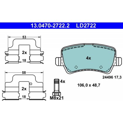 Sada brzdových destiček, kotoučová brzda ATE 13.0470-2722.2 – Zboží Mobilmania