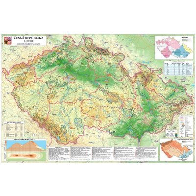 Česká republika obecně zeměpisná - nástěnná mapa 140 x 100 cm, lamino + 2 lišty – Zbozi.Blesk.cz