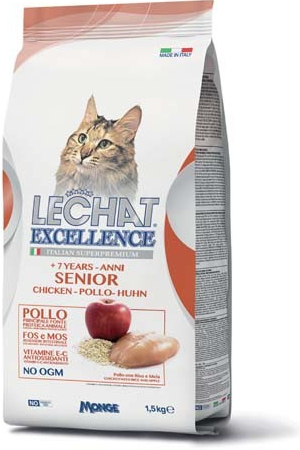 Monge Lechat Excellence SENIOR Chicken superprémiové krmivo pro kočky 1,5 kg