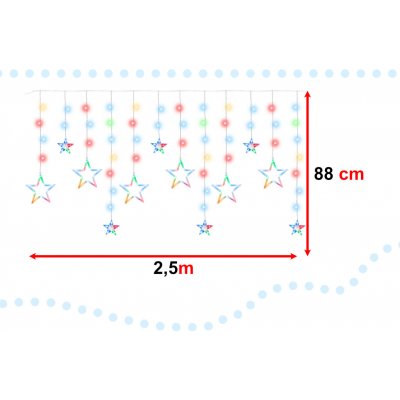 KIK KX5248 Světelný závěs hvězdy 138 LED 2,5 m multicolor – Hledejceny.cz