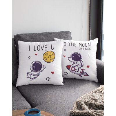 Bezvatriko.cz Polštářky pro zamilované I love u to the moon and back Bílá 2ks 0933 40x40 – Hledejceny.cz