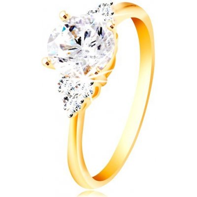 Šperky Eshop prsten ze 14K zlata velký čirý zirkon