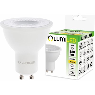 LED žárovka LED GU10 6W = 60W 580lm 3000K Teplá bílá 36° LUMILED – Zboží Živě