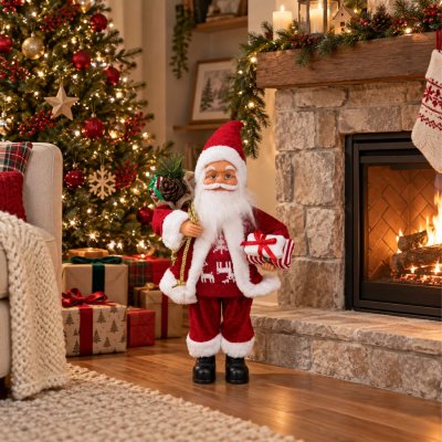 Real Garden Skandinávský Santa Claus 60 cm - vánoční stojící figurka s dárky – Hledejceny.cz