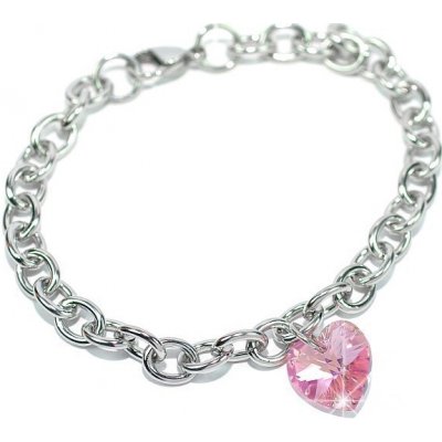 SILVEGO Ocelový se Swarovski Elements Srdce Light Rose LSW085B