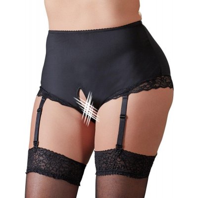 Cottelli Curves Kalhotky s otevřeným rozkrokem a podvazky – Zboží Dáma