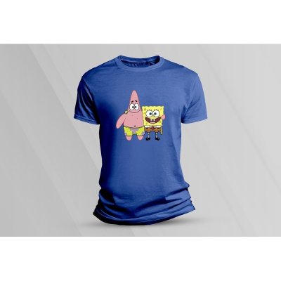 Sandratex dětské bavlněné tričko SpongeBob a Patrick královsky modrá – Zboží Dáma
