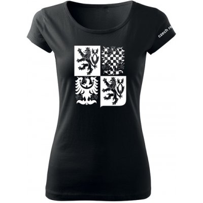 DRAGOWA dámské krátké tričko český velký znak černá – Hledejceny.cz