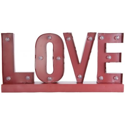 Kovová LED svítící dekorace LOVE - 60*8*30 cm / 2x AA - Clayre & Eef – Hledejceny.cz
