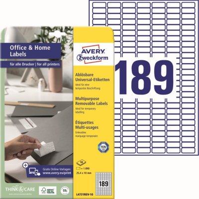 Avery Zweckform L4731REV-10 25,4x10 mm, bílá – Zboží Dáma