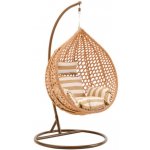 Textilomanie Světlé hnědé závěsné křeslo TROPIKAL se stojanem bílo-hnědým polštářem – Zboží Dáma