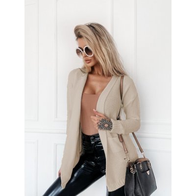 Fashionweek Krátký kardigan jako sako NB6851 Béžový – Sleviste.cz