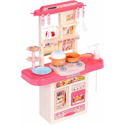 ECOTOYS MULTISTORE Dětská kuchyňka se zvuky LED světly dřezem 10 doplňků růžová barva – Zbozi.Blesk.cz