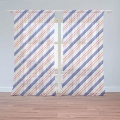 Záclony Modročervené pruhy: 2 ks - 150x250 cm - Sablio – Hledejceny.cz