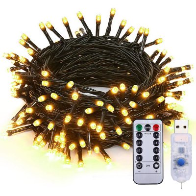 ROSNEK LED víla světla 5m teplá bílá USB 8 světelných režimů vodotěsné vánoční světla zahradní party Deco s dálkovým ovládáním